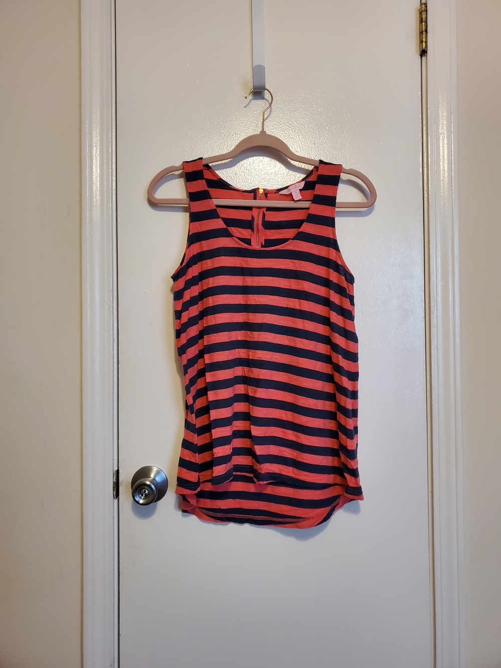 Lily Pulitzer Striped Coral and Navy Sleeveless Tank Top